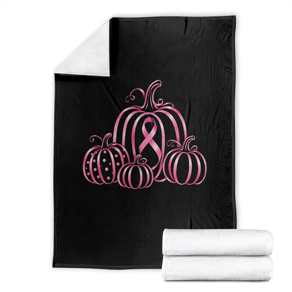 Pink Ribbon Pumpkin Graphic Breast Cancer Awareness Halloween Graphic Throw Blanket