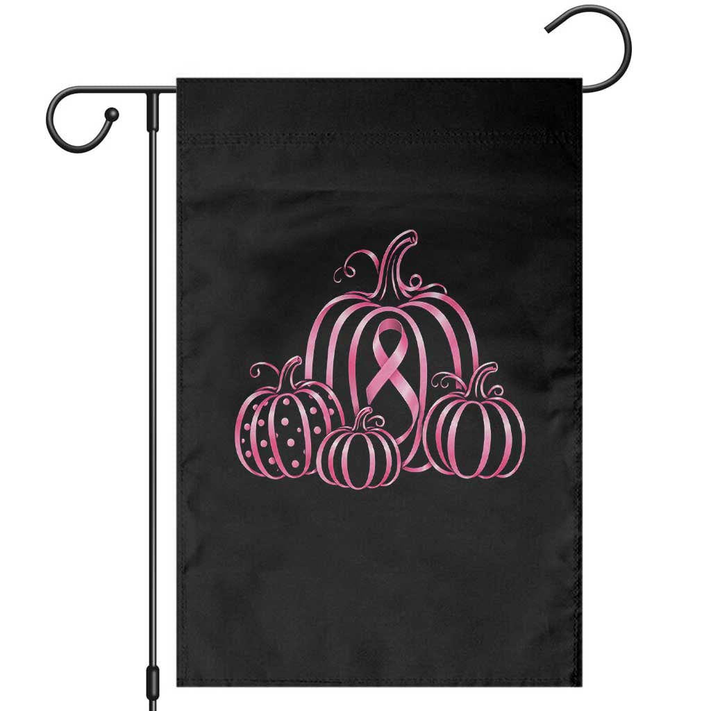 Pink Ribbon Pumpkin Graphic Breast Cancer Awareness Halloween Graphic Garden Flag