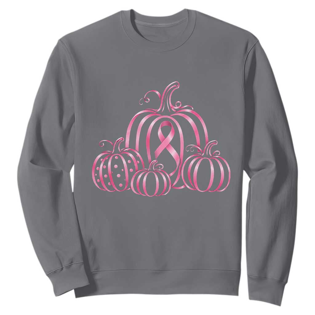 Pink Ribbon Pumpkin Graphic Breast Cancer Awareness Halloween Graphic Sweatshirt