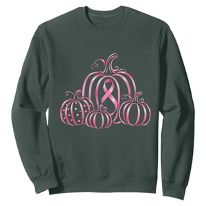 Pink Ribbon Pumpkin Graphic Breast Cancer Awareness Halloween Graphic Sweatshirt
