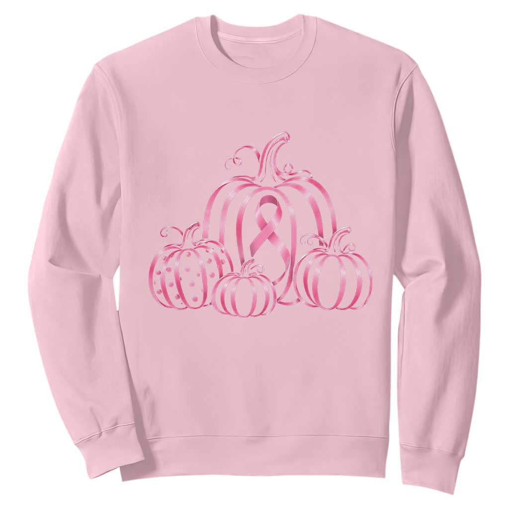 Pink Ribbon Pumpkin Graphic Breast Cancer Awareness Halloween Graphic Sweatshirt