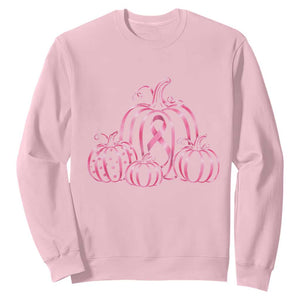Pink Ribbon Pumpkin Graphic Breast Cancer Awareness Halloween Graphic Sweatshirt