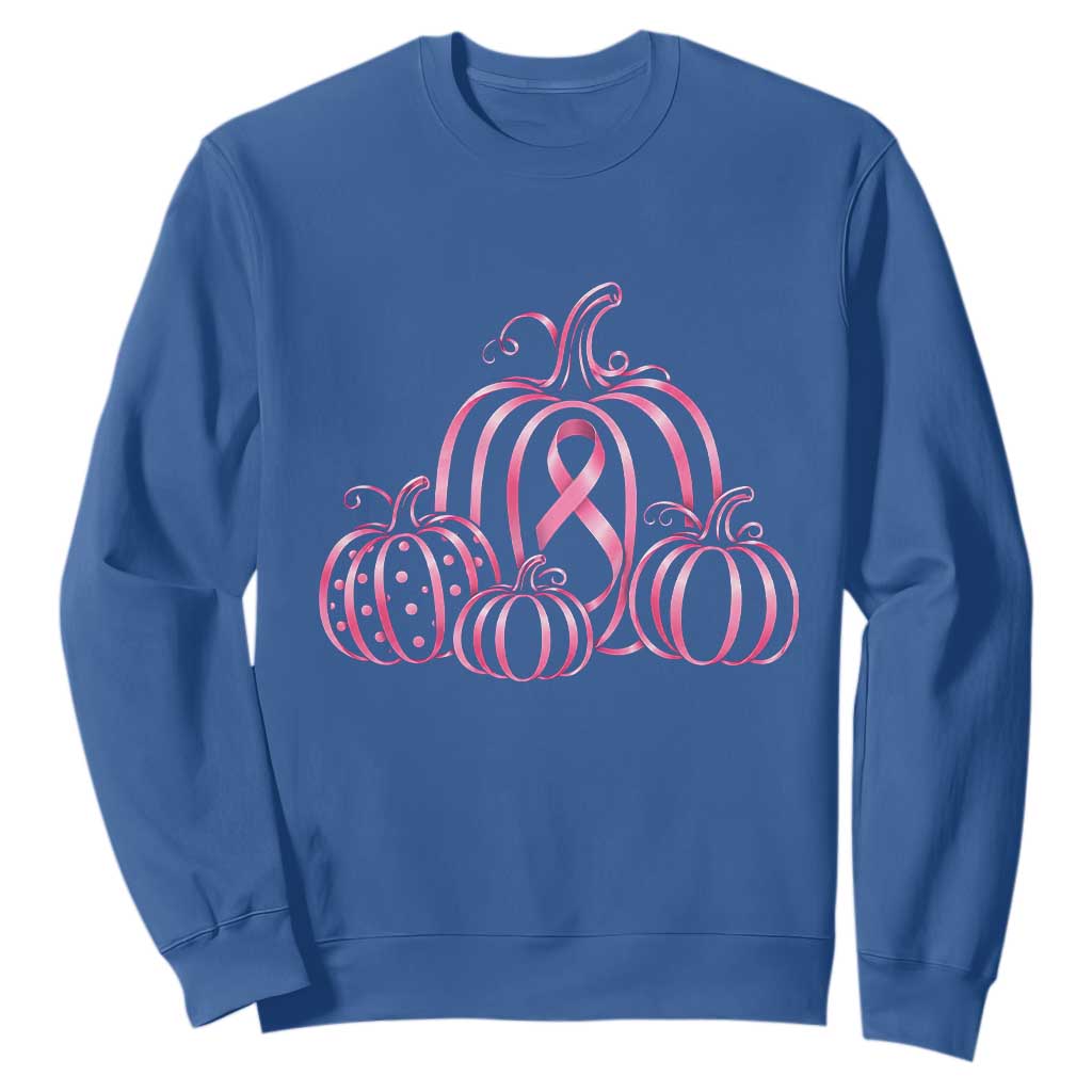 Pink Ribbon Pumpkin Graphic Breast Cancer Awareness Halloween Graphic Sweatshirt