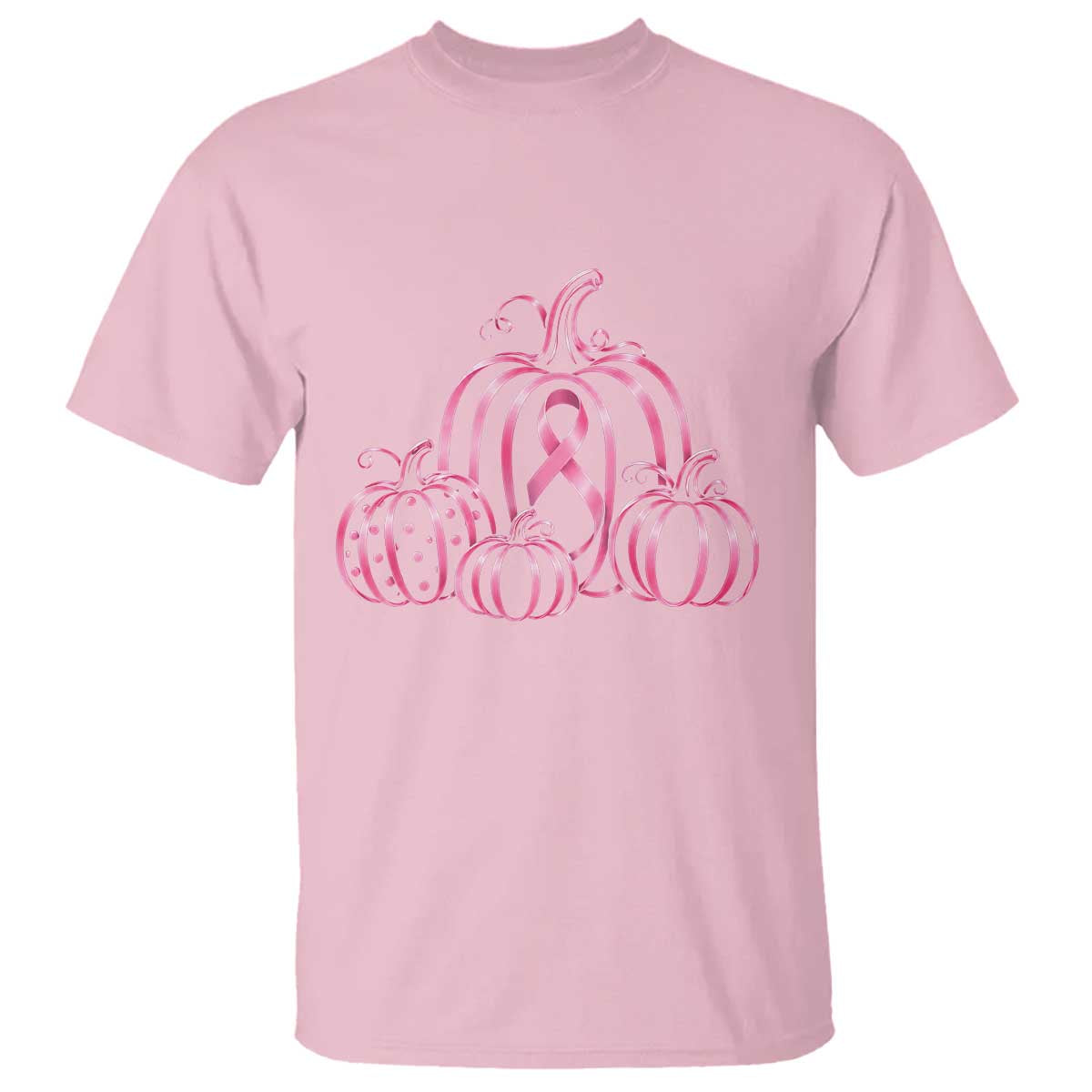 Pink Ribbon Pumpkin Graphic Breast Cancer Awareness Halloween Graphic T Shirt