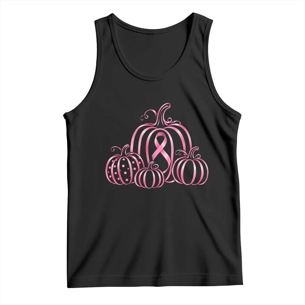 Pink Ribbon Pumpkin Graphic Breast Cancer Awareness Halloween Graphic Tank Top