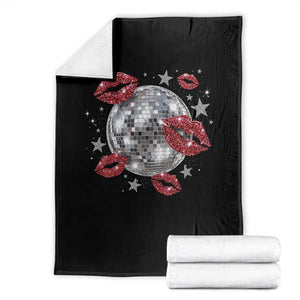 Disco Ball Kissing Lips Throw Blanket Faux Glitter Lips Graphic Printed Sparkly Party Graphic