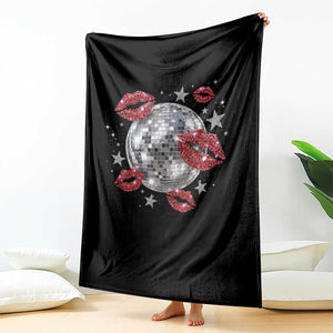 Disco Ball Kissing Lips Throw Blanket Faux Glitter Lips Graphic Printed Sparkly Party Graphic