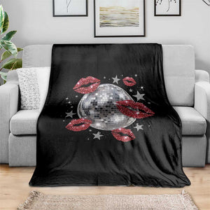 Disco Ball Kissing Lips Throw Blanket Faux Glitter Lips Graphic Printed Sparkly Party Graphic