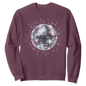Black and White Disco Ball Club Retro Sweatshirt Silver Faux Glitter Party Graphic