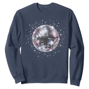 Black and White Disco Ball Club Retro Sweatshirt Silver Faux Glitter Party Graphic