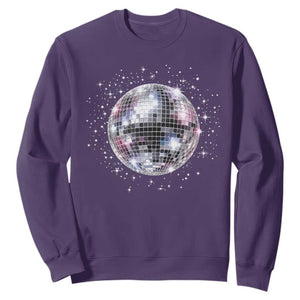Black and White Disco Ball Club Retro Sweatshirt Silver Faux Glitter Party Graphic