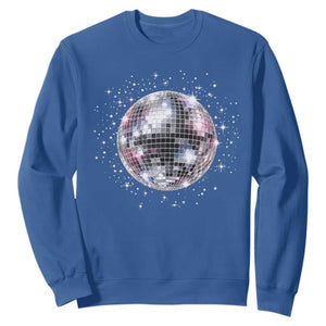 Black and White Disco Ball Club Retro Sweatshirt Silver Faux Glitter Party Graphic