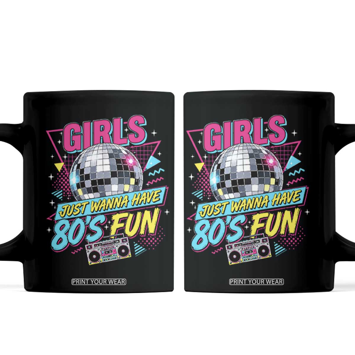 Retro Disco 80s Theme Party Coffee Mug Vintage 90s Neon Girls Just Wanna Have 80s Fun