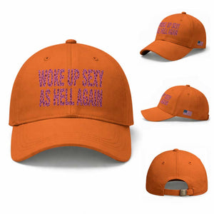 Woke Up Sexy Again Funny Confidence Quote Baseball Cap Sarcastic Humor Y2K Pink Leopard Graphic
