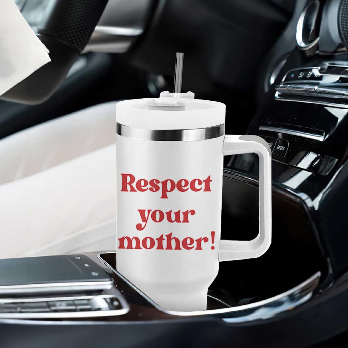 Respect Your Mother Tumbler With Handle Retro Funny Mothers Day