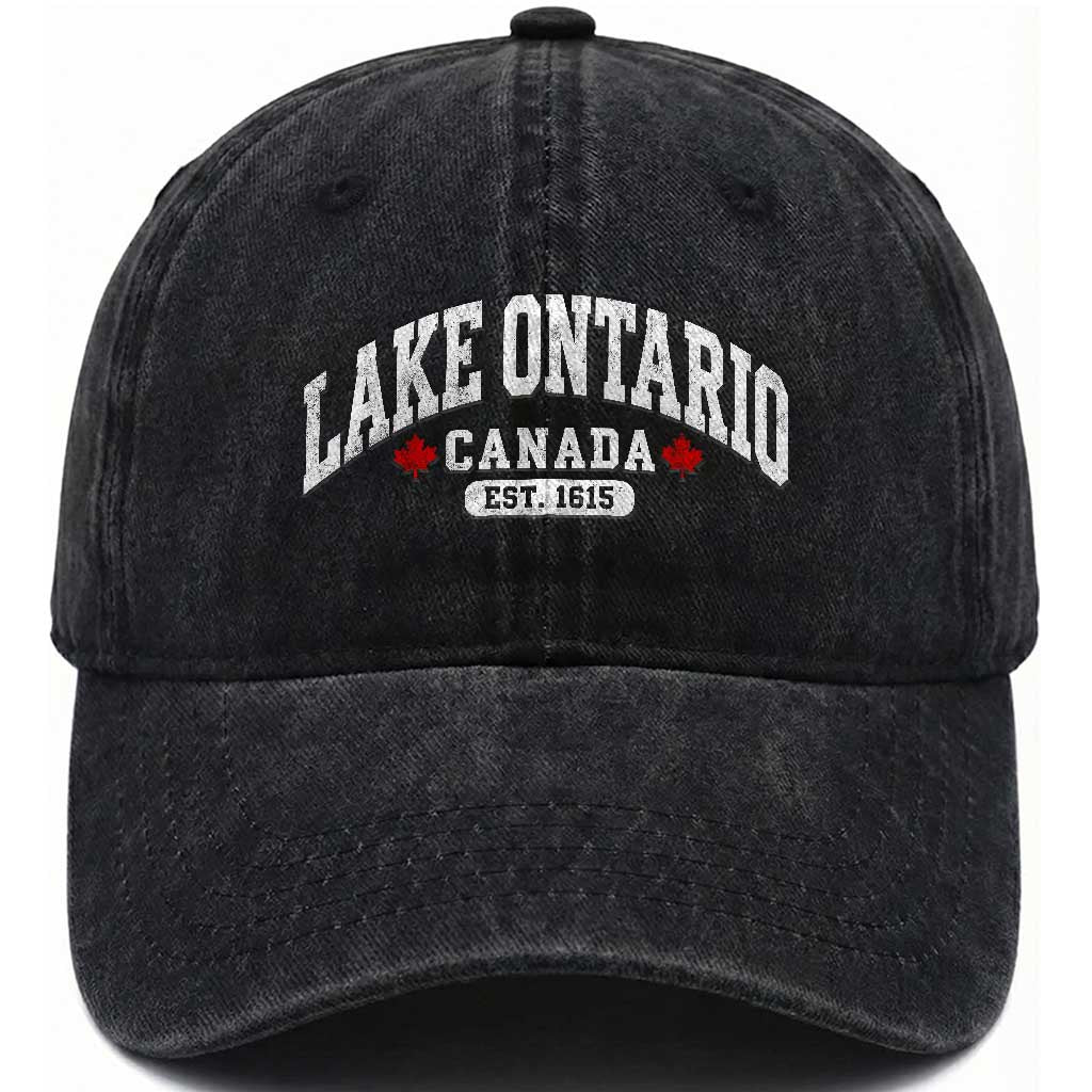 Lake Ontario Canada Washed Cotton Baseball Cap Great Lakes Vintage Retro Souvenir Gift