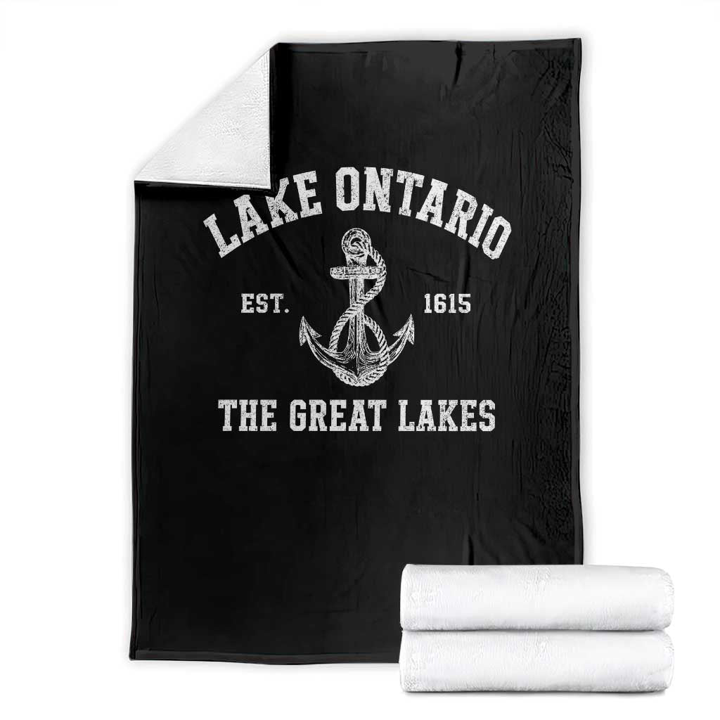 Lake Ontario Est 1615 Throw Blanket The Great Lakes Vintage Nautical Anchor Graphic