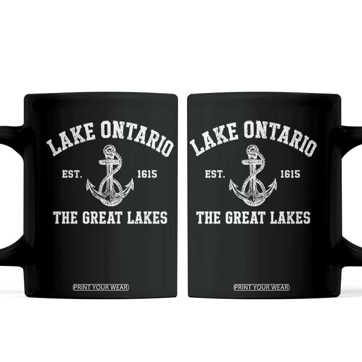 Lake Ontario Est 1615 Coffee Mug The Great Lakes Vintage Nautical Anchor Graphic