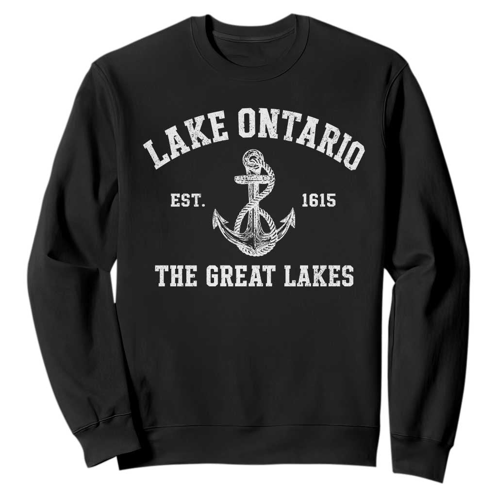 Lake Ontario Est 1615 Sweatshirt The Great Lakes Vintage Nautical Anchor Graphic