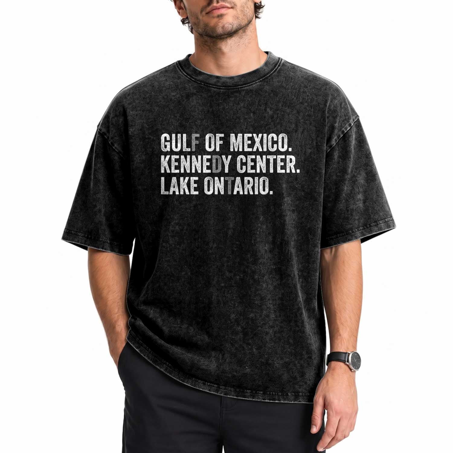 Retro FDT Lake Ontario Washed Cotton T-Shirt Gulf Of Mexico Kennedy Center Funny Protest