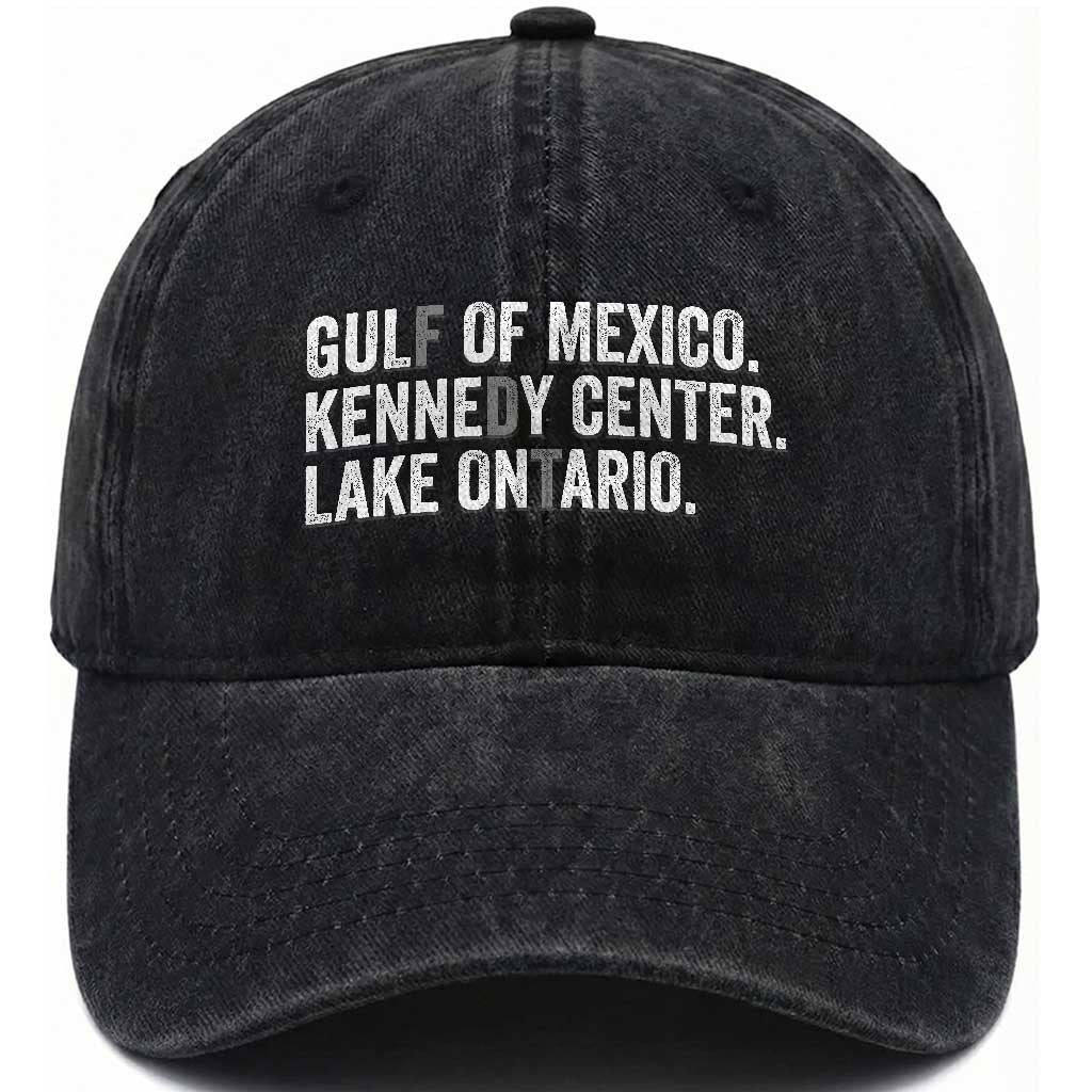 Retro FDT Lake Ontario Washed Cotton Baseball Cap Gulf Of Mexico Kennedy Center Funny Protest