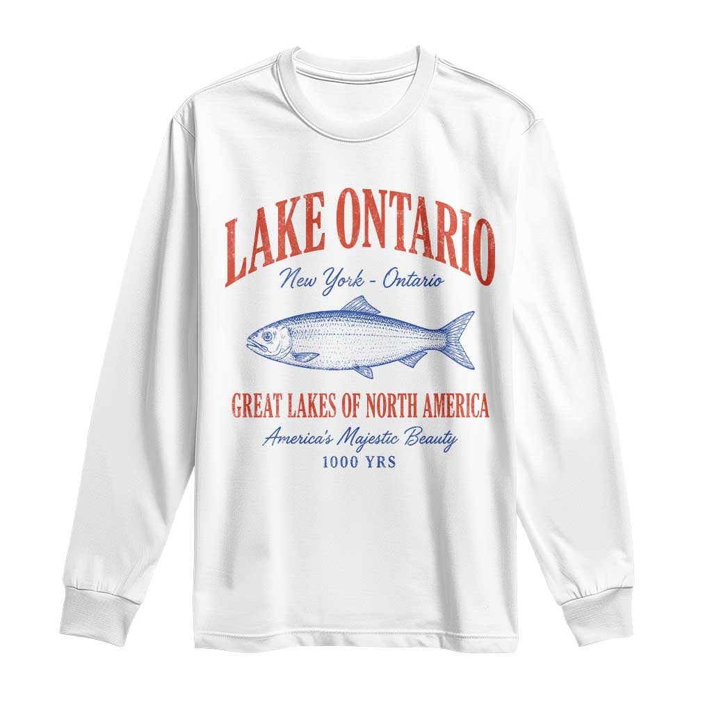 Retro Style Vintage Lake Ontario America Long Sleeve Shirt The Great Lakes Graphic