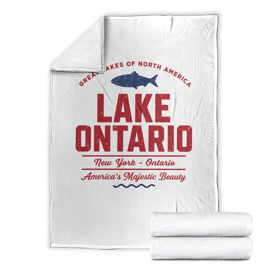 Vintage Lake America Funny Ontario USA Canada Graphic Throw Blanket Retro Style The Great Lakes