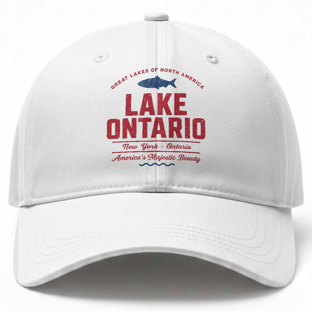 Vintage Lake America Funny Ontario USA Canada Graphic Baseball Cap Retro Style The Great Lakes