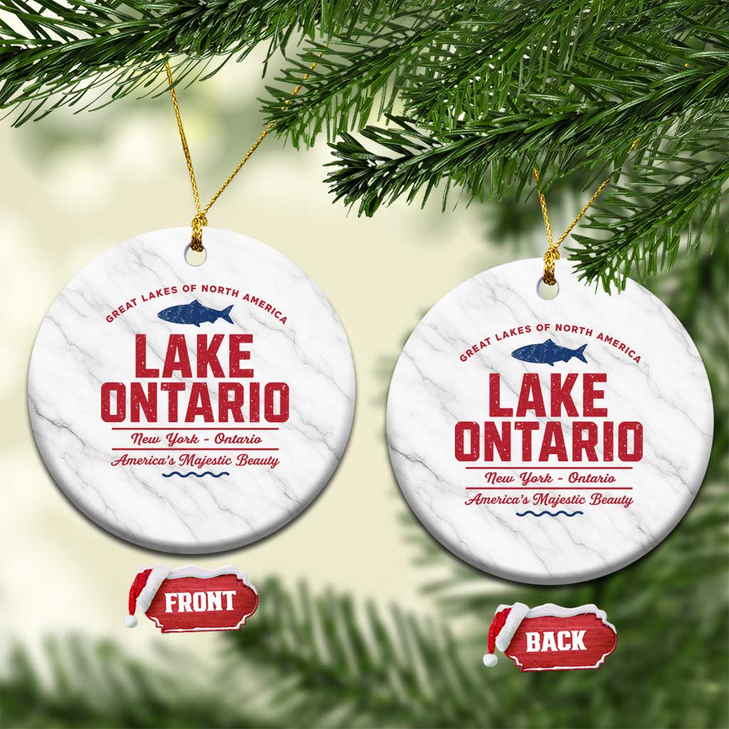 Vintage Lake America Funny Ontario USA Canada Graphic Ceramic Ornament Retro Style The Great Lakes