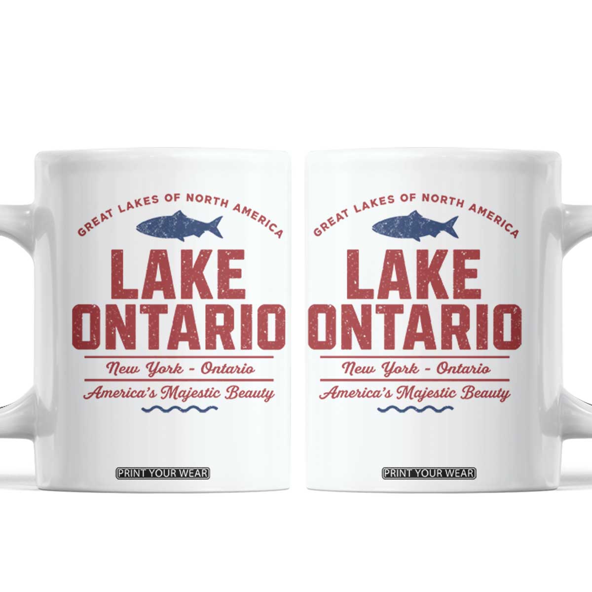 Vintage Lake America Funny Ontario USA Canada Graphic Coffee Mug Retro Style The Great Lakes