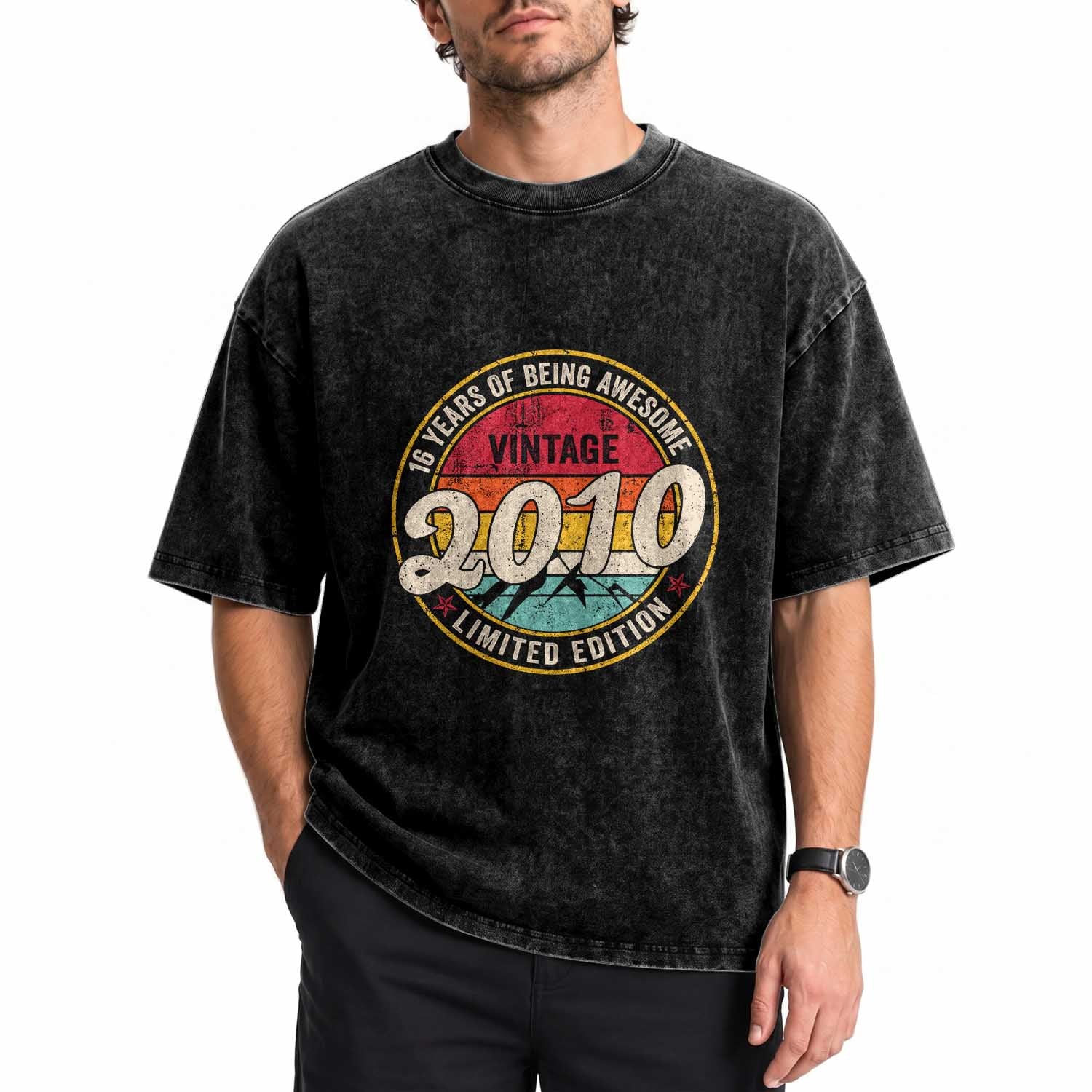16th Birthday Washed Cotton T-Shirt Vintage 2010 Limited Edition Funny 16 Year Old Gift