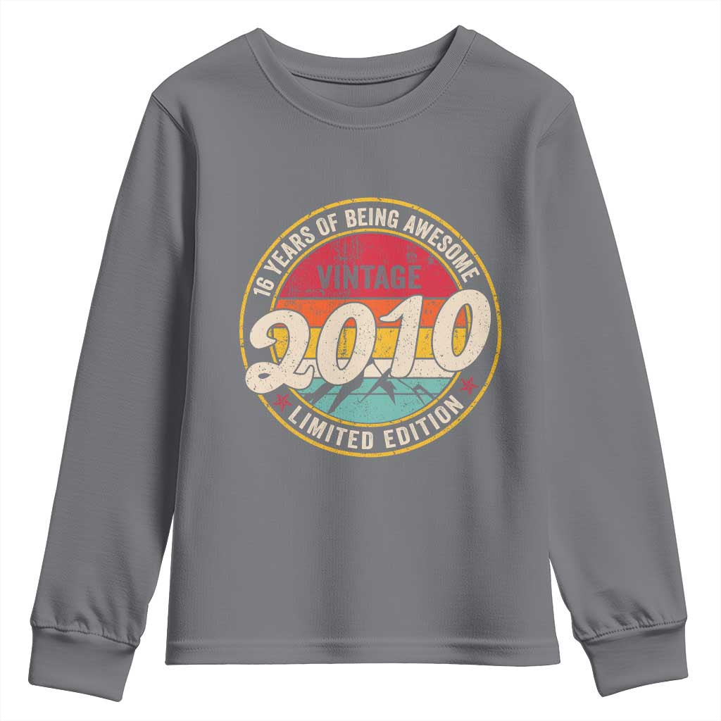 16th Birthday Youth Sweatshirt Vintage 2010 Limited Edition Funny 16 Year Old Gift