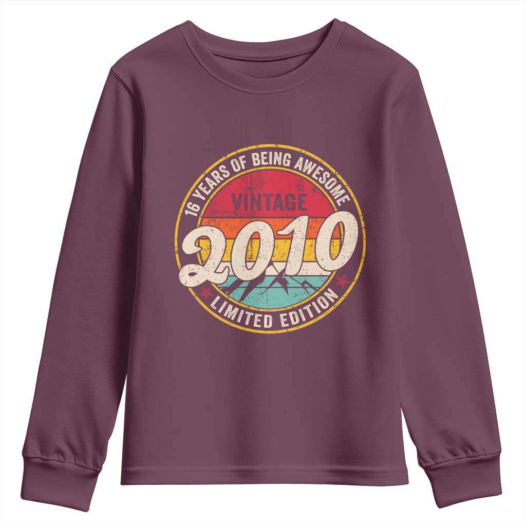 16th Birthday Youth Sweatshirt Vintage 2010 Limited Edition Funny 16 Year Old Gift