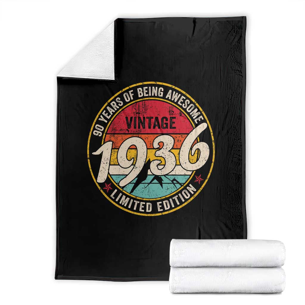 90th Birthday Throw Blanket Vintage 1936 Limited Edition Funny 90 Year Old Gift