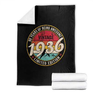 90th Birthday Throw Blanket Vintage 1936 Limited Edition Funny 90 Year Old Gift