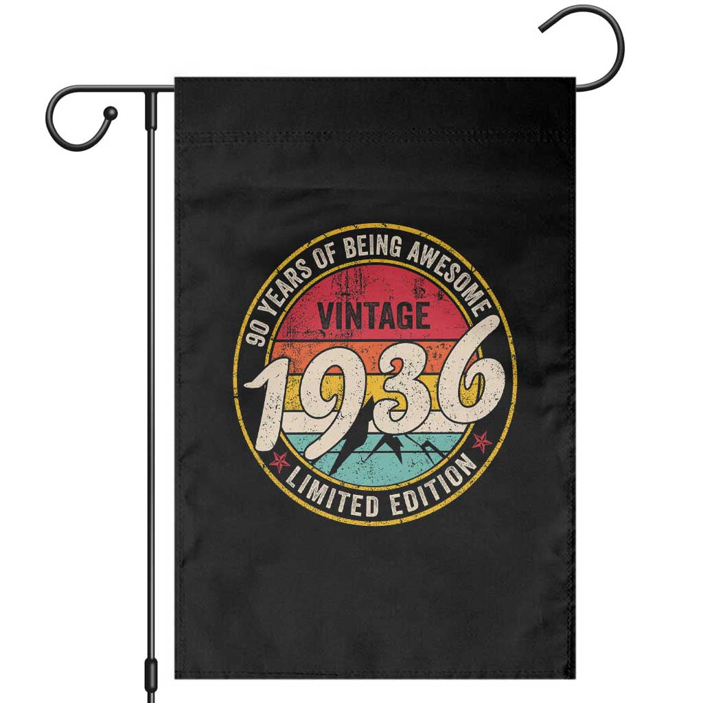 90th Birthday Garden Flag Vintage 1936 Limited Edition Funny 90 Year Old Gift