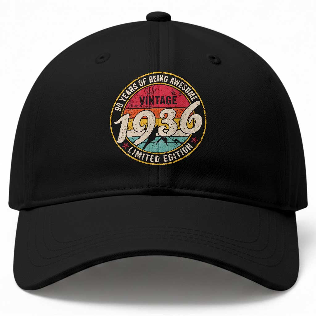 90th Birthday Baseball Cap Vintage 1936 Limited Edition Funny 90 Year Old Gift