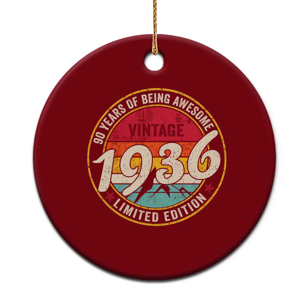 90th Birthday Ceramic Ornament Vintage 1936 Limited Edition Funny 90 Year Old Gift