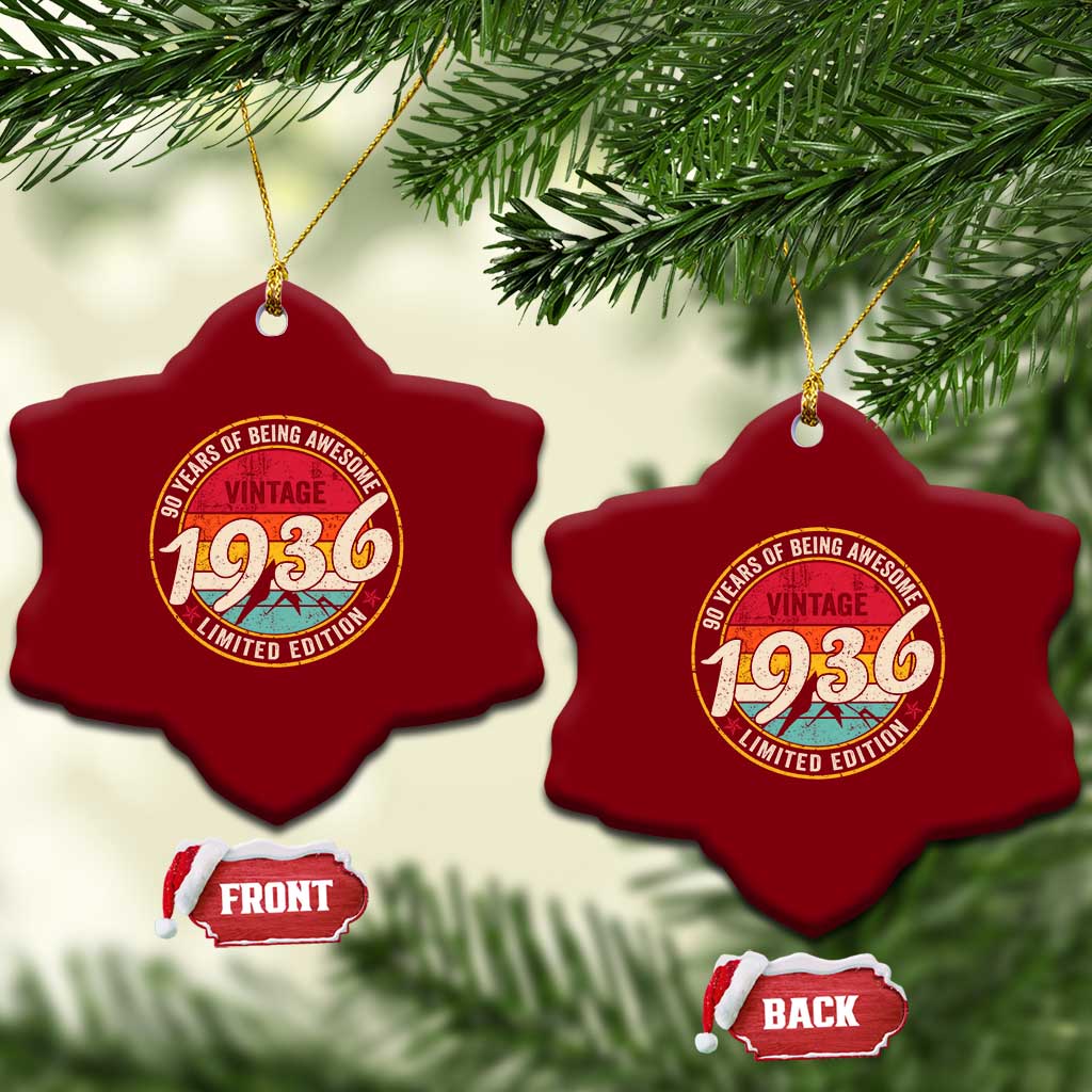 90th Birthday Ceramic Ornament Vintage 1936 Limited Edition Funny 90 Year Old Gift