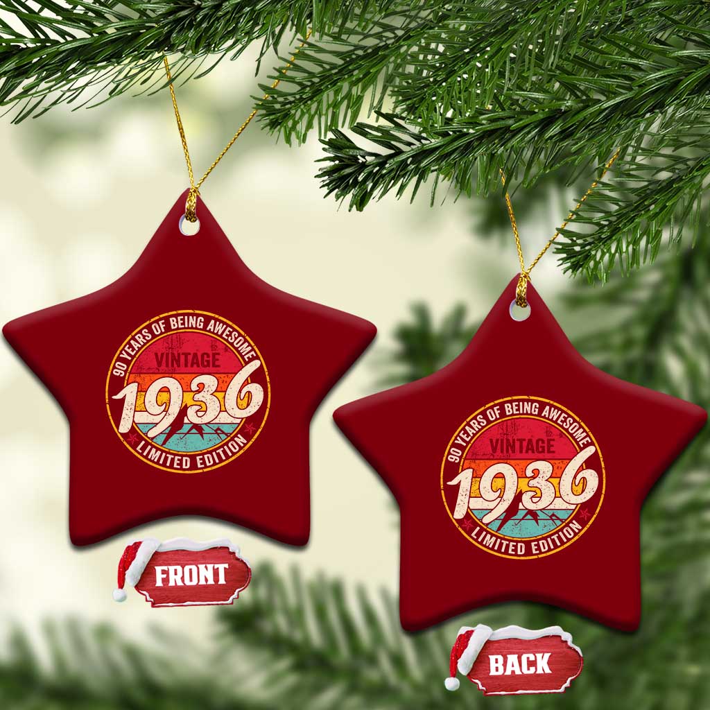 90th Birthday Ceramic Ornament Vintage 1936 Limited Edition Funny 90 Year Old Gift