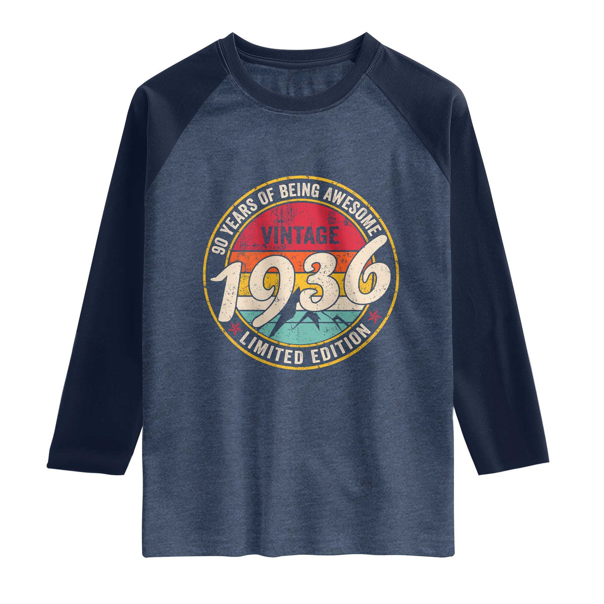 90th Birthday Raglan Shirt Vintage 1936 Limited Edition Funny 90 Year Old Gift