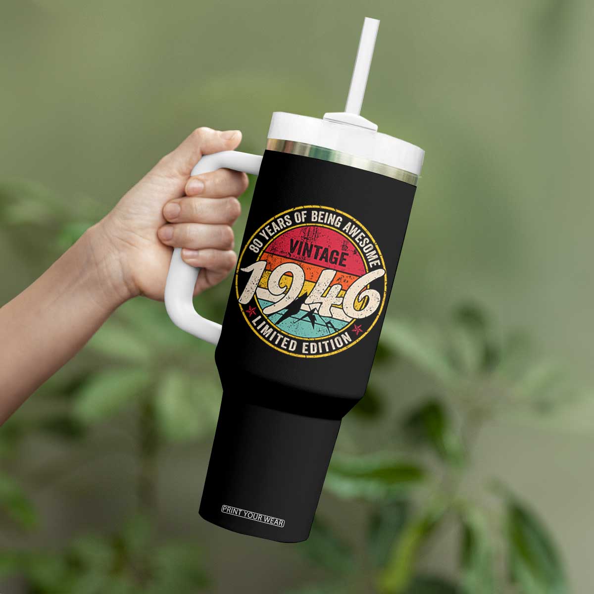 80th Birthday Tumbler With Handle Vintage 1946 Limited Edition Funny 80 Year Old Gift