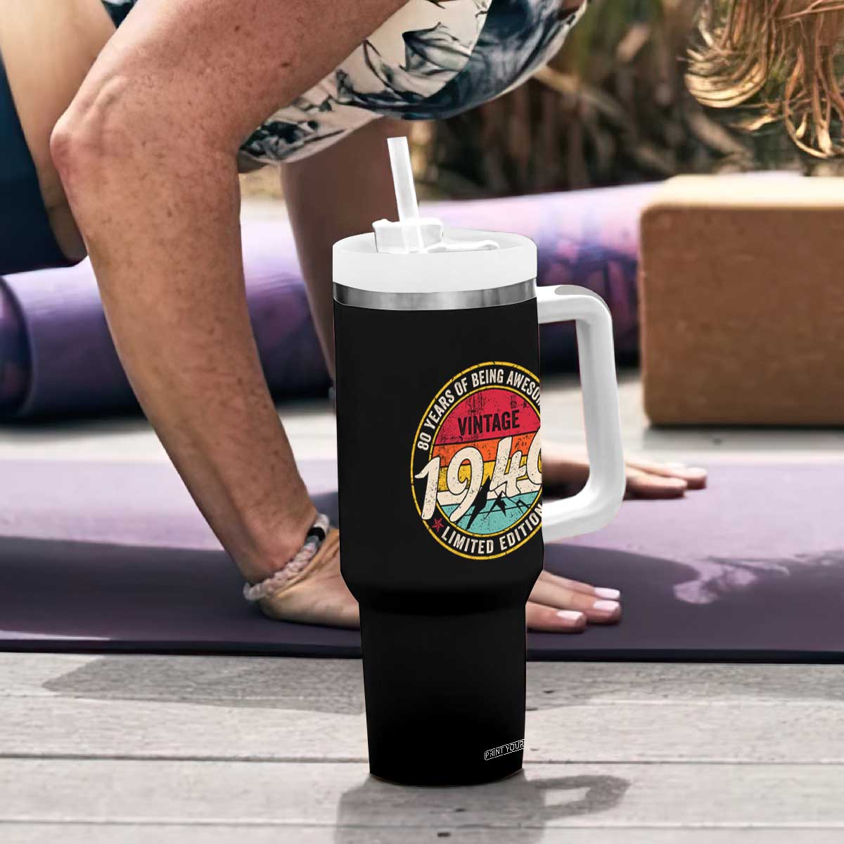 80th Birthday Tumbler With Handle Vintage 1946 Limited Edition Funny 80 Year Old Gift
