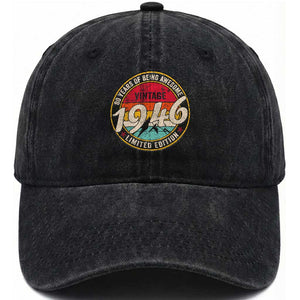 80th Birthday Washed Cotton Baseball Cap Vintage 1946 Limited Edition Funny 80 Year Old Gift