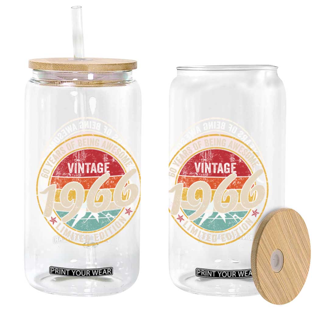 60th Birthday Glass Can Vintage 1966 Limited Edition Funny 60 Year Old Gift