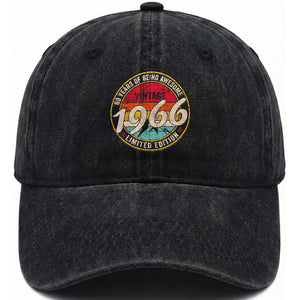 60th Birthday Washed Cotton Baseball Cap Vintage 1966 Limited Edition Funny 60 Year Old Gift