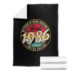 40th Birthday Throw Blanket Vintage 1986 Limited Edition Funny 40 Year Old Gift