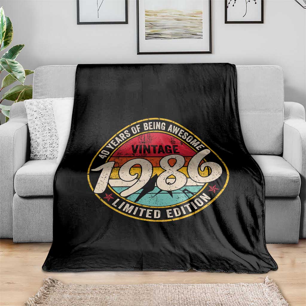 40th Birthday Throw Blanket Vintage 1986 Limited Edition Funny 40 Year Old Gift