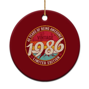 40th Birthday Ceramic Ornament Vintage 1986 Limited Edition Funny 40 Year Old Gift