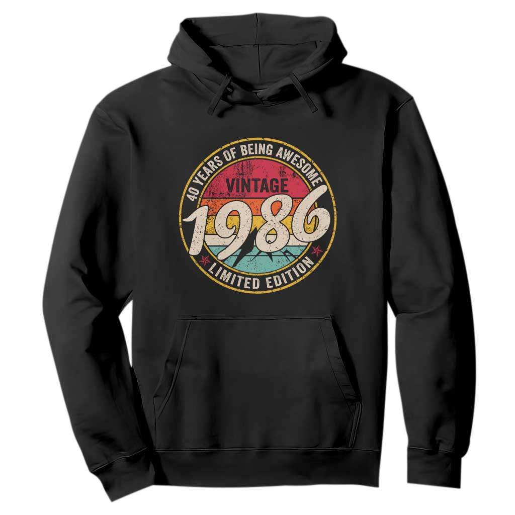 40th Birthday Hoodie Vintage 1986 Limited Edition Funny 40 Year Old Gift